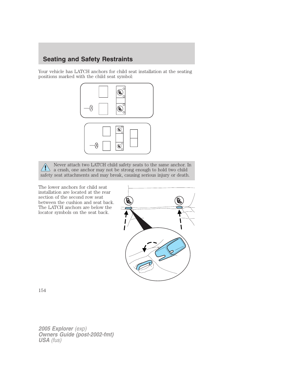 Seating and safety restraints | FORD 2005 Explorer v.3 User Manual | Page 154 / 312