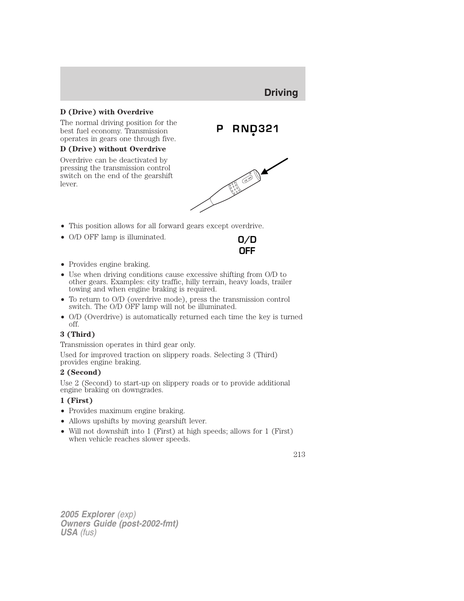Driving | FORD 2005 Explorer v.3 User Manual | Page 213 / 312