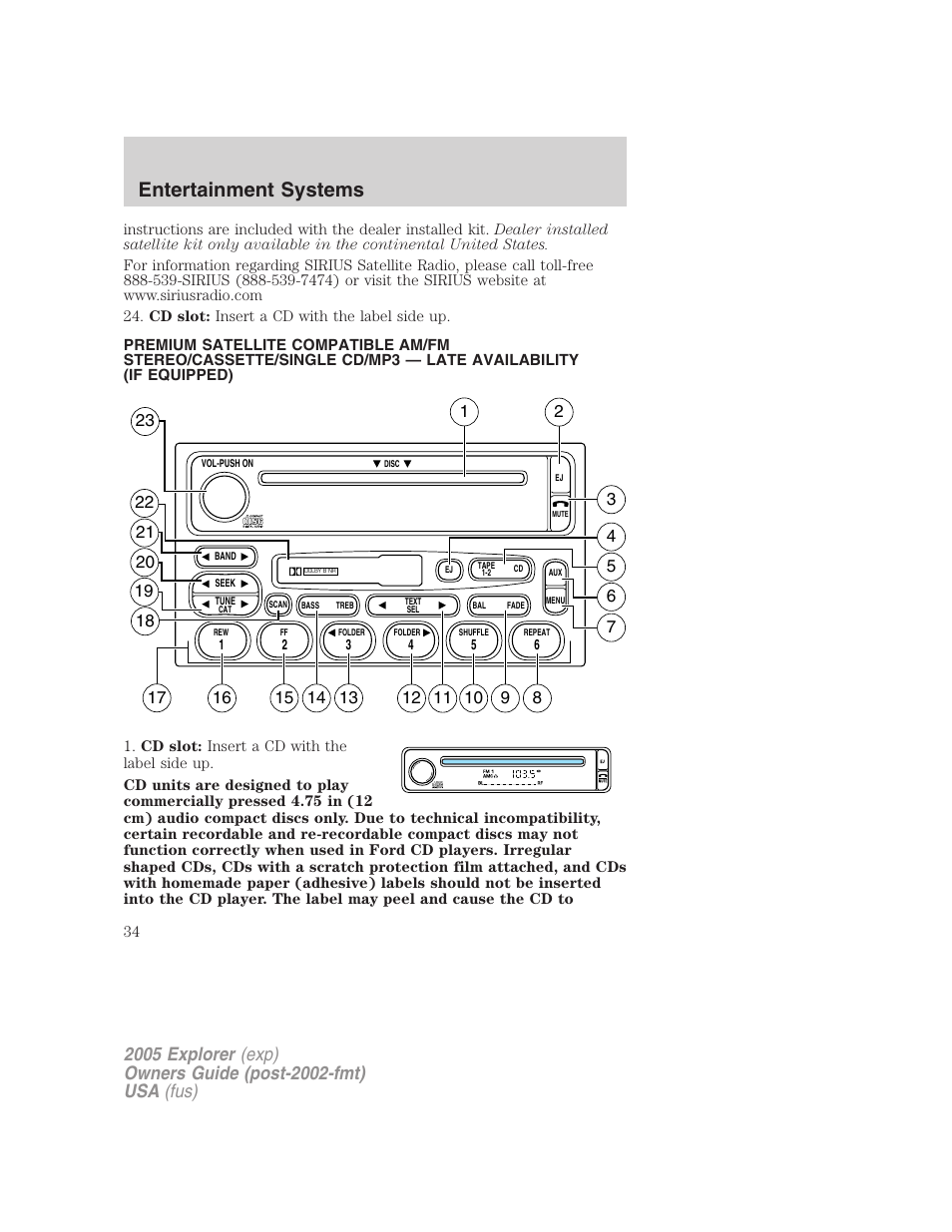 Entertainment systems | FORD 2005 Explorer v.3 User Manual | Page 34 / 312