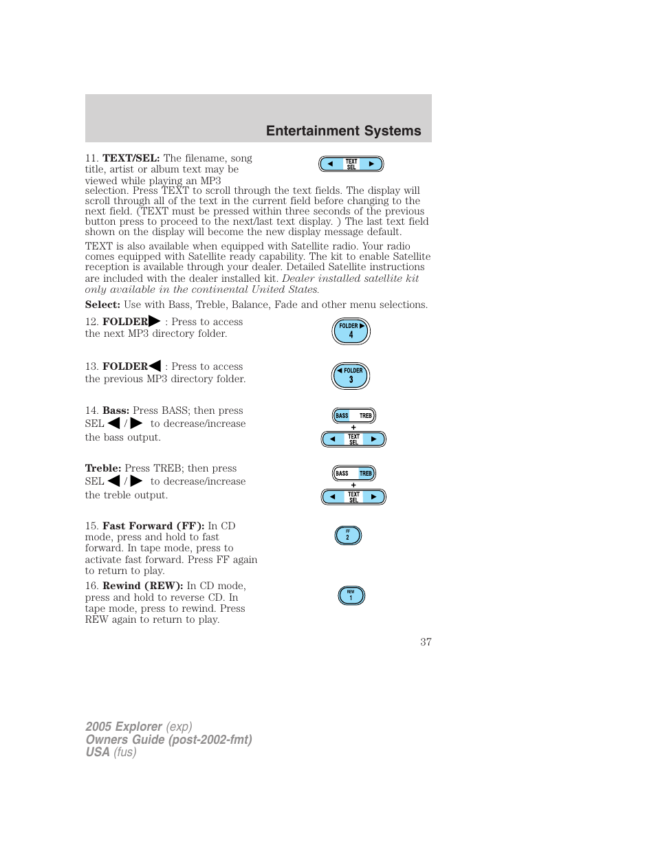 Entertainment systems | FORD 2005 Explorer v.3 User Manual | Page 37 / 312