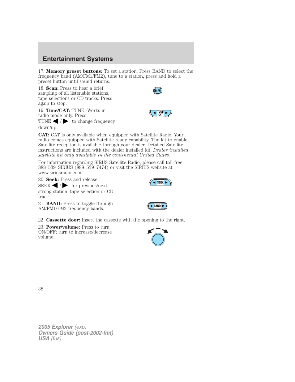 Entertainment systems | FORD 2005 Explorer v.3 User Manual | Page 38 / 312