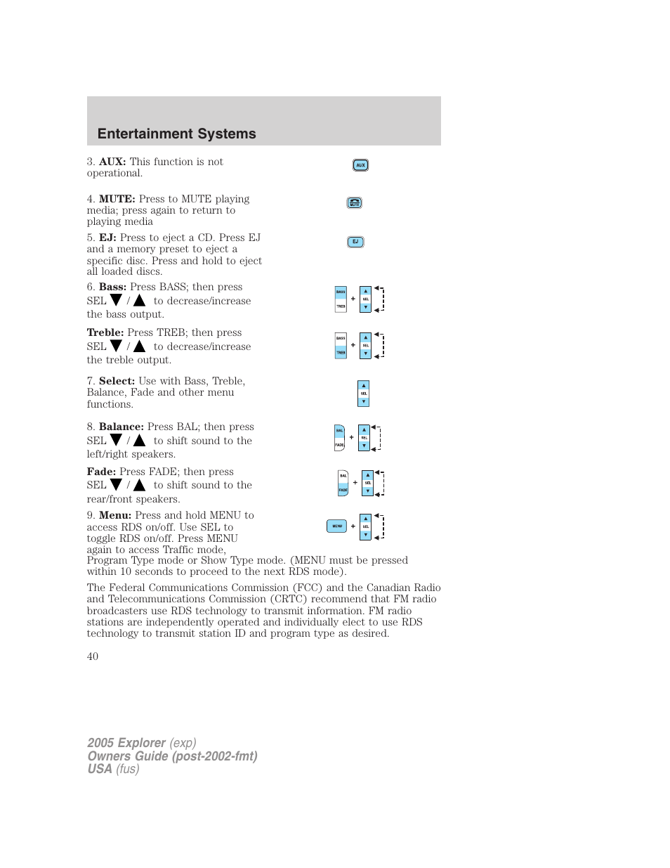Entertainment systems | FORD 2005 Explorer v.3 User Manual | Page 40 / 312