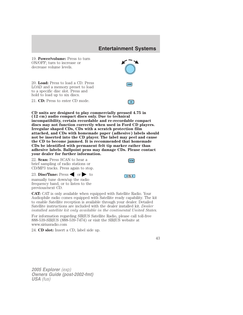 Entertainment systems | FORD 2005 Explorer v.3 User Manual | Page 43 / 312