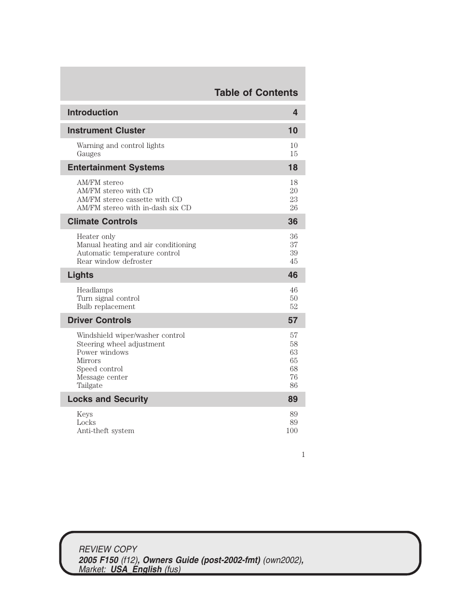 FORD 2005 F-150 v.1 User Manual | 312 pages