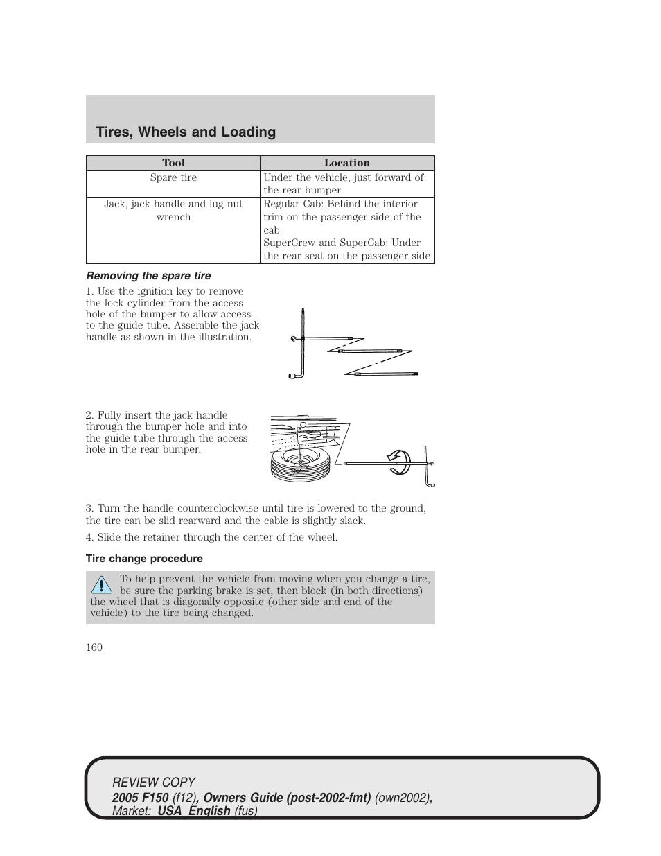 Tires, wheels and loading | FORD 2005 F-150 v.1 User Manual | Page 160 / 312