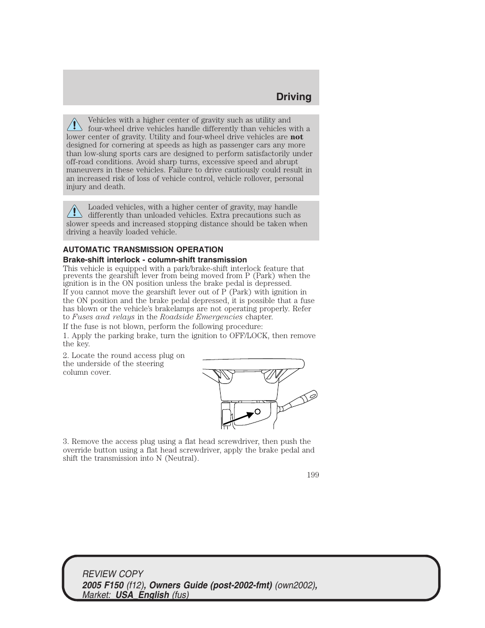 Driving | FORD 2005 F-150 v.1 User Manual | Page 199 / 312