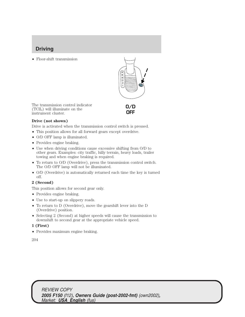 Driving | FORD 2005 F-150 v.1 User Manual | Page 204 / 312