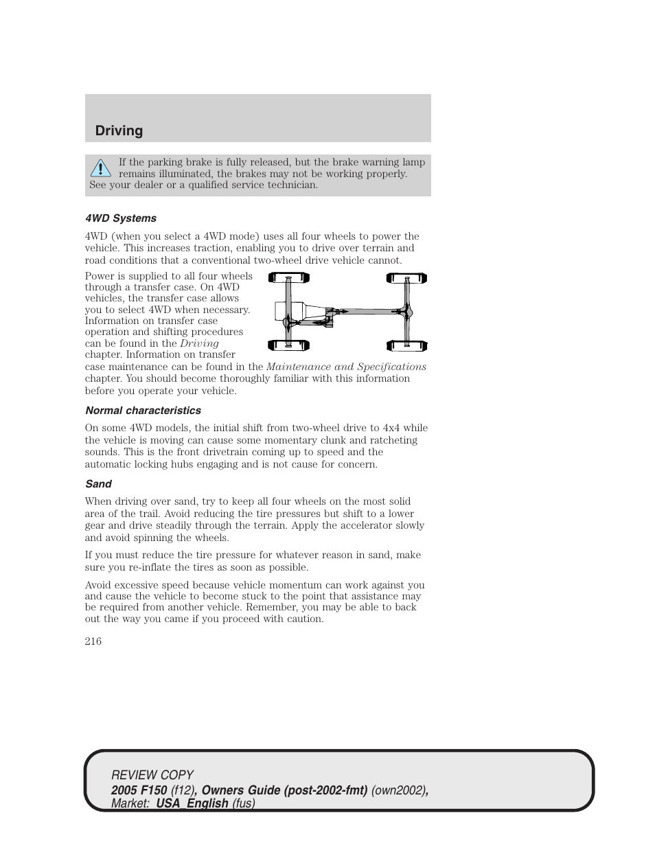 Driving | FORD 2005 F-150 v.1 User Manual | Page 216 / 312