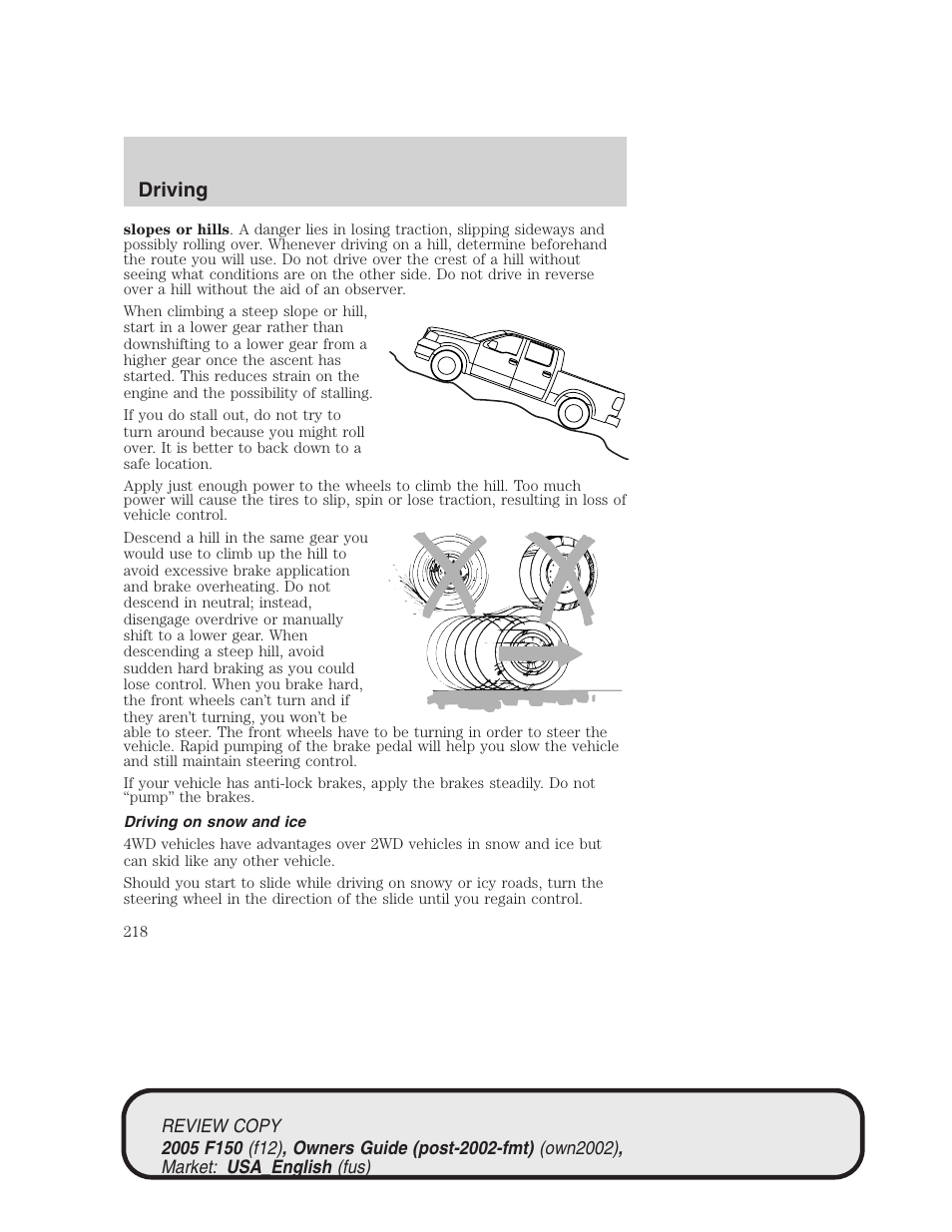 Driving | FORD 2005 F-150 v.1 User Manual | Page 218 / 312