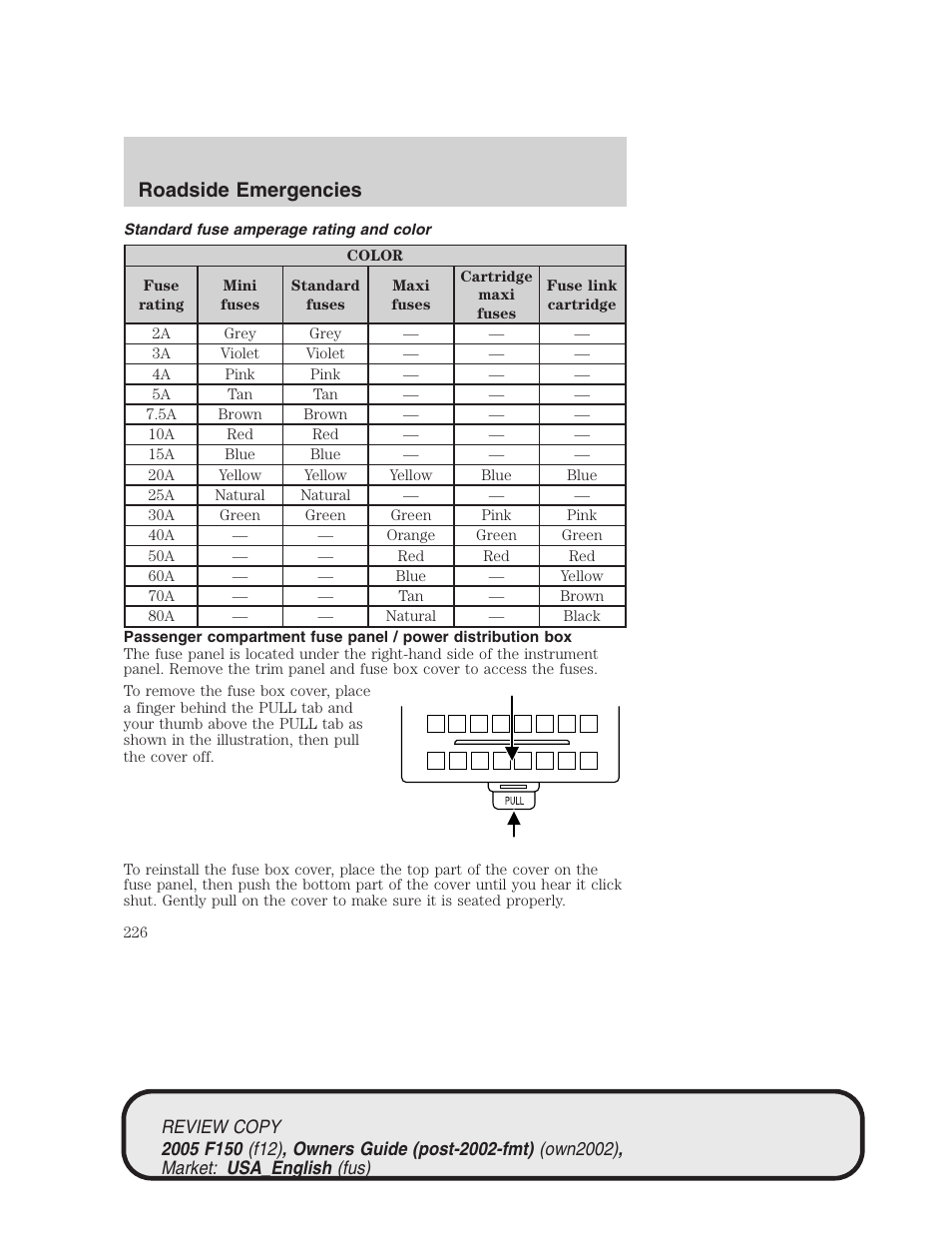 Roadside emergencies | FORD 2005 F-150 v.1 User Manual | Page 226 / 312