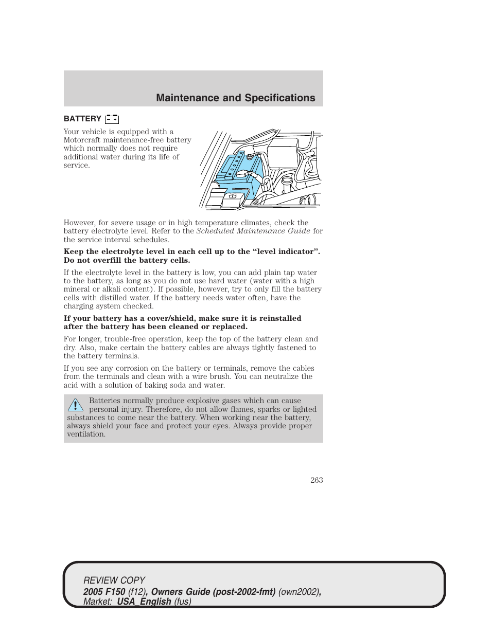 Maintenance and specifications | FORD 2005 F-150 v.1 User Manual | Page 263 / 312