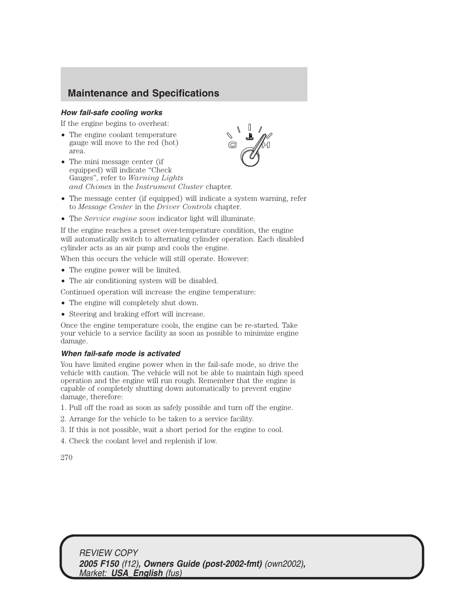 Maintenance and specifications | FORD 2005 F-150 v.1 User Manual | Page 270 / 312