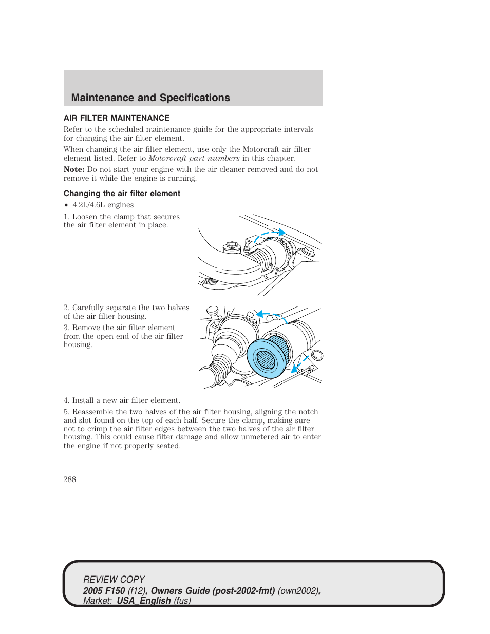 Maintenance and specifications | FORD 2005 F-150 v.1 User Manual | Page 288 / 312