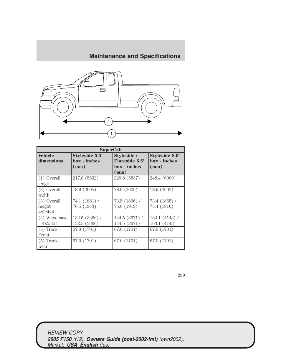 Maintenance and specifications | FORD 2005 F-150 v.1 User Manual | Page 299 / 312