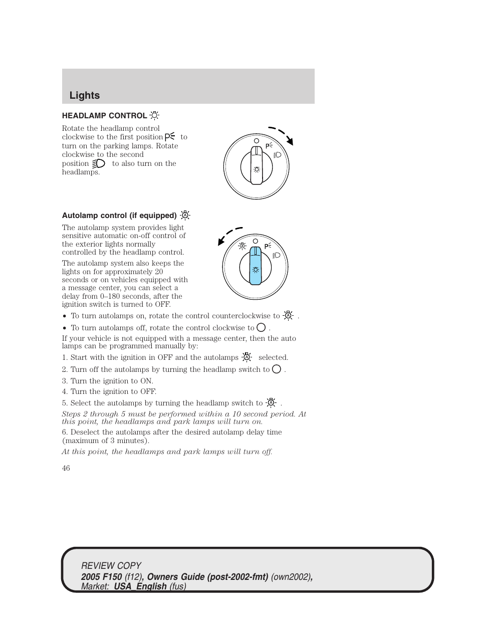 Lights | FORD 2005 F-150 v.1 User Manual | Page 46 / 312