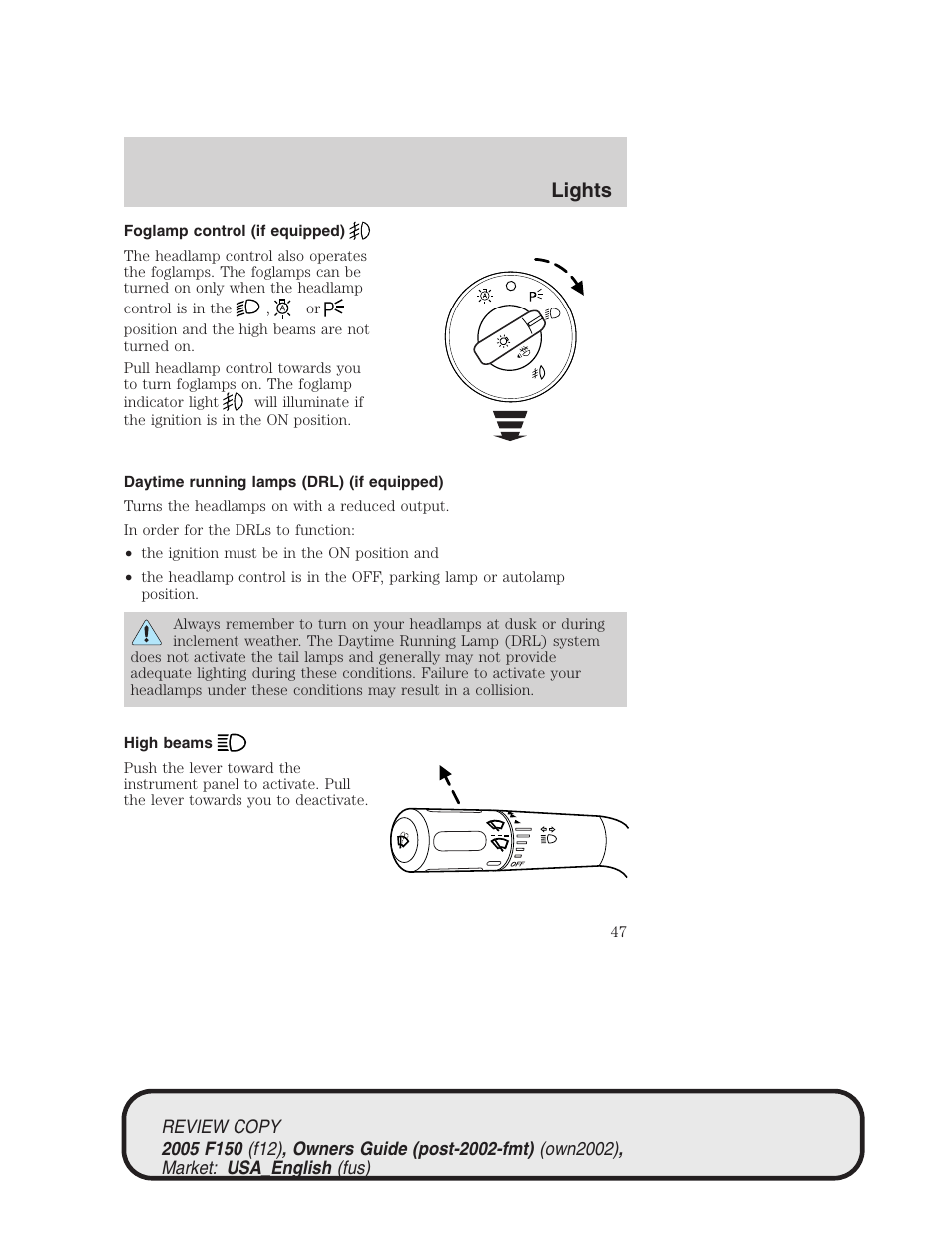 Lights | FORD 2005 F-150 v.1 User Manual | Page 47 / 312