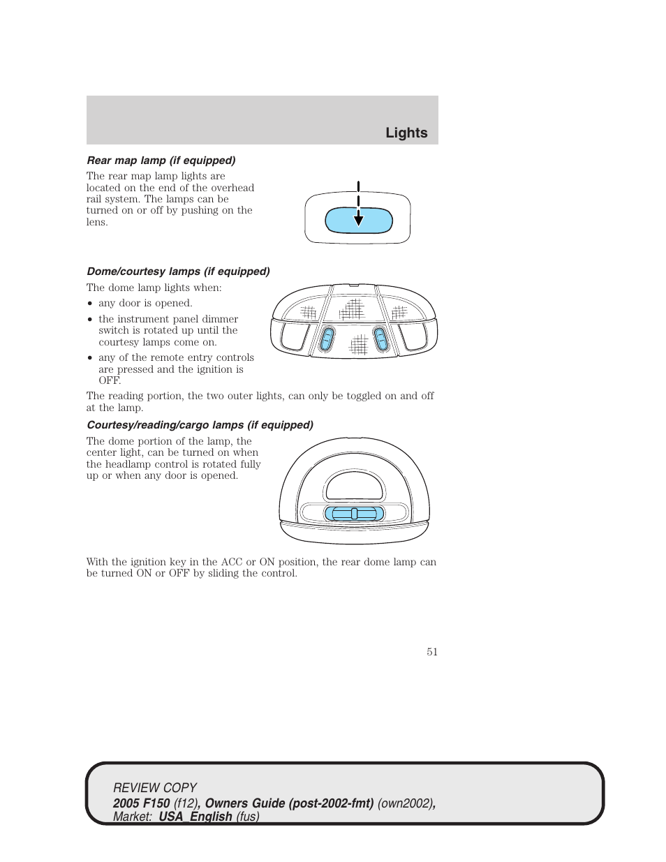 Lights | FORD 2005 F-150 v.1 User Manual | Page 51 / 312