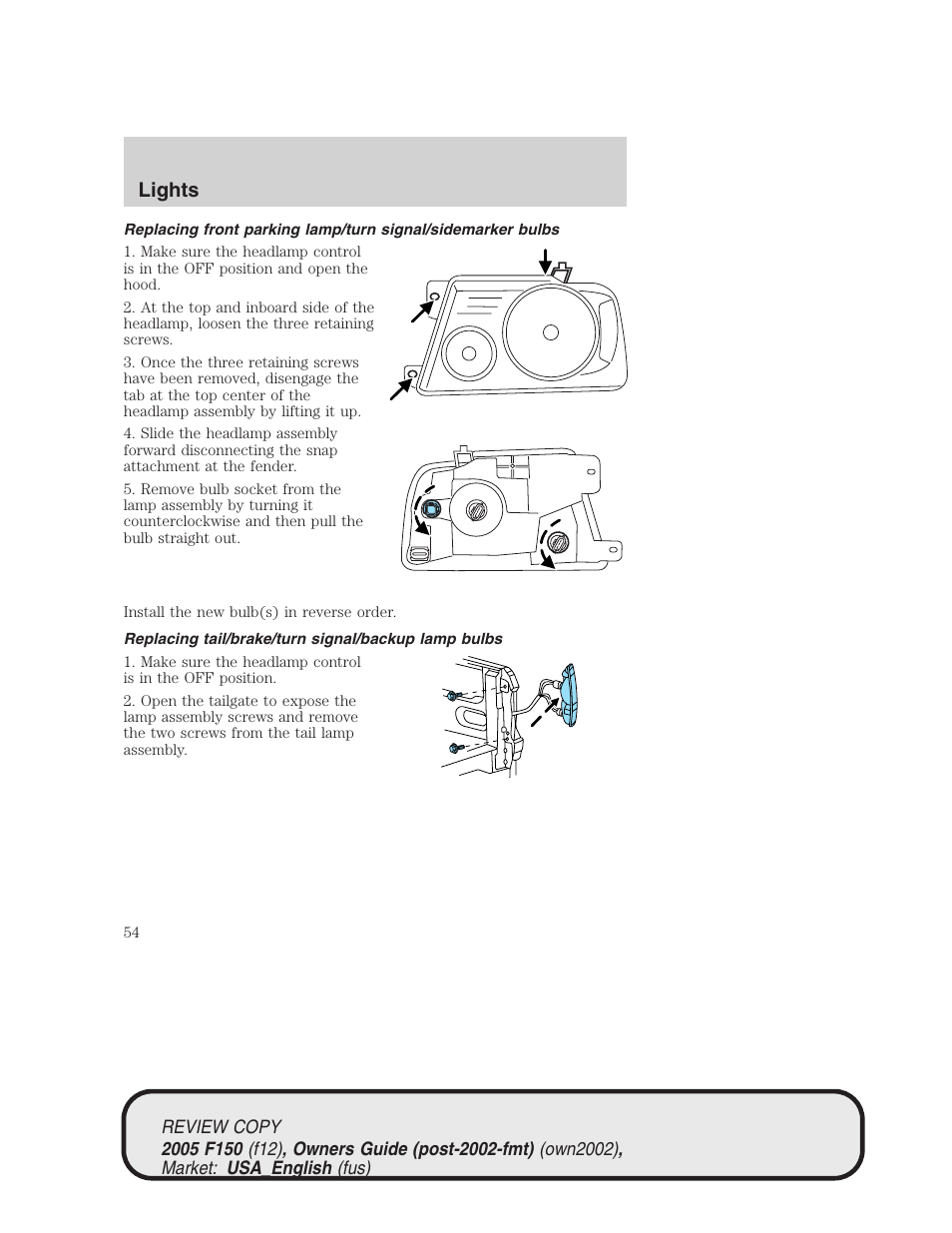 Lights | FORD 2005 F-150 v.1 User Manual | Page 54 / 312
