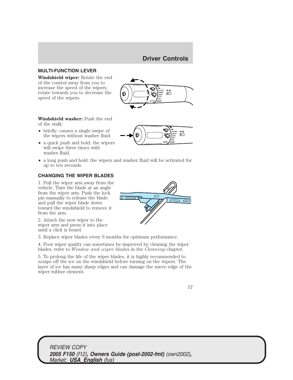 Driver controls | FORD 2005 F-150 v.1 User Manual | Page 57 / 312