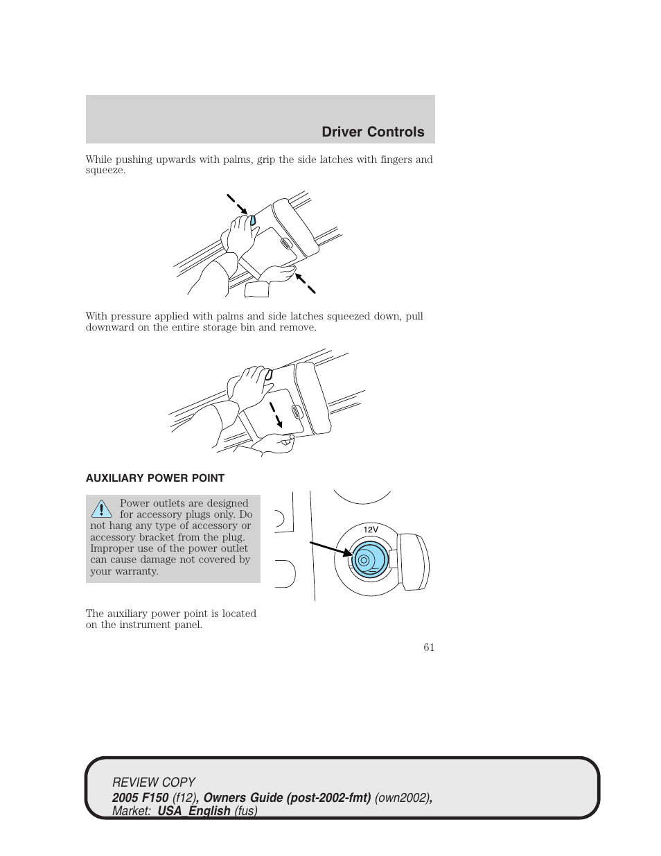 Driver controls | FORD 2005 F-150 v.1 User Manual | Page 61 / 312