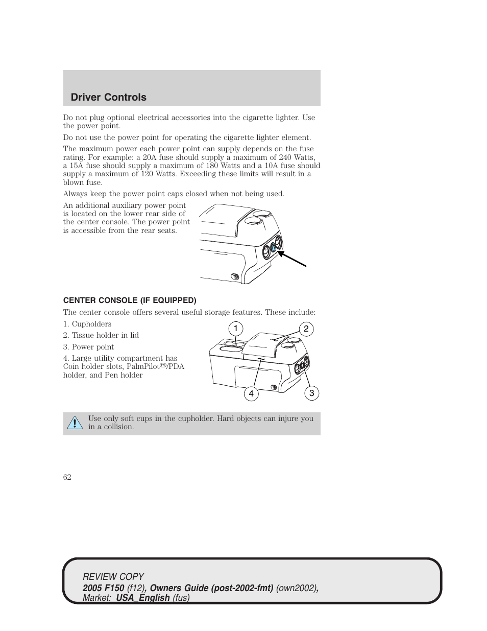 Driver controls | FORD 2005 F-150 v.1 User Manual | Page 62 / 312