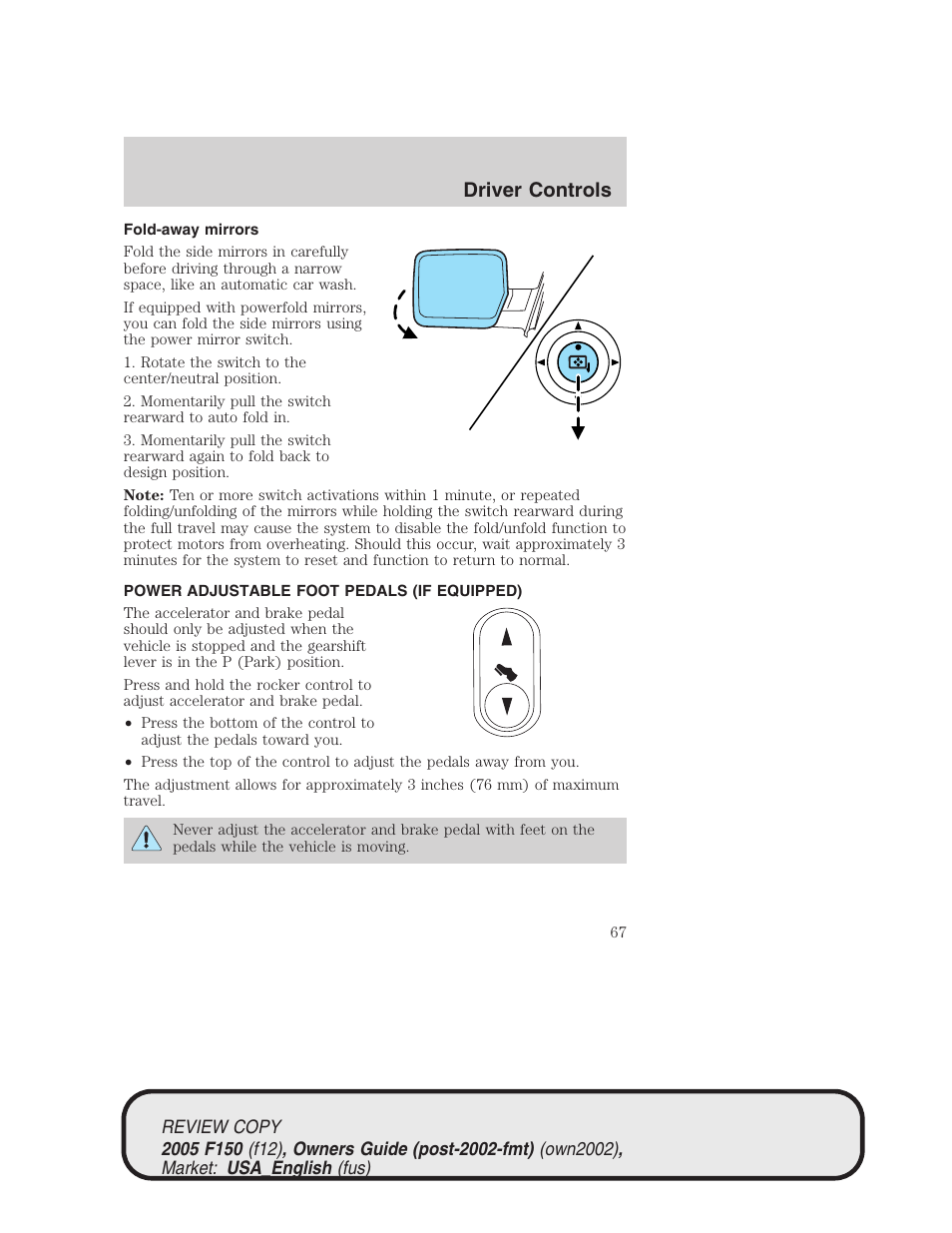 Driver controls | FORD 2005 F-150 v.1 User Manual | Page 67 / 312