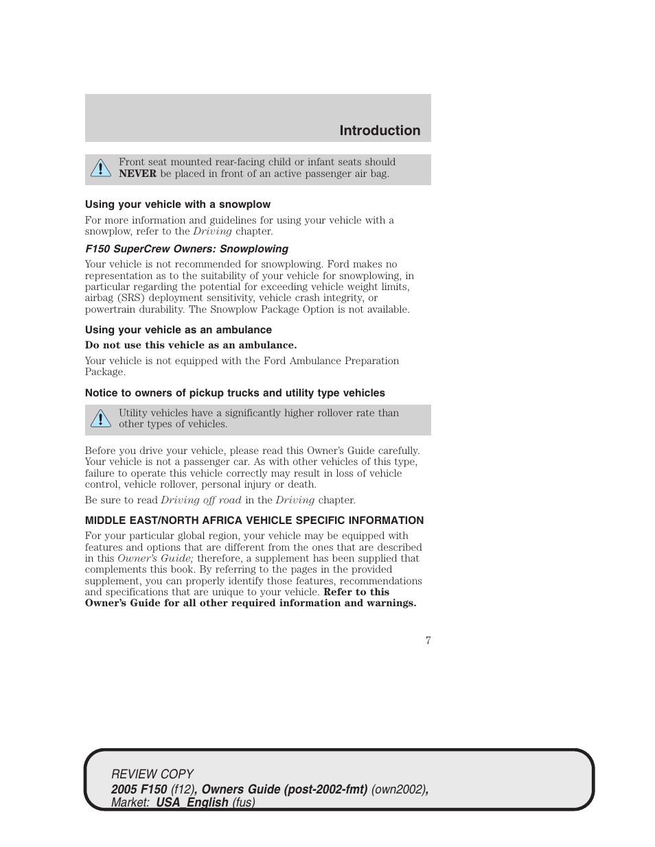 Introduction | FORD 2005 F-150 v.1 User Manual | Page 7 / 312