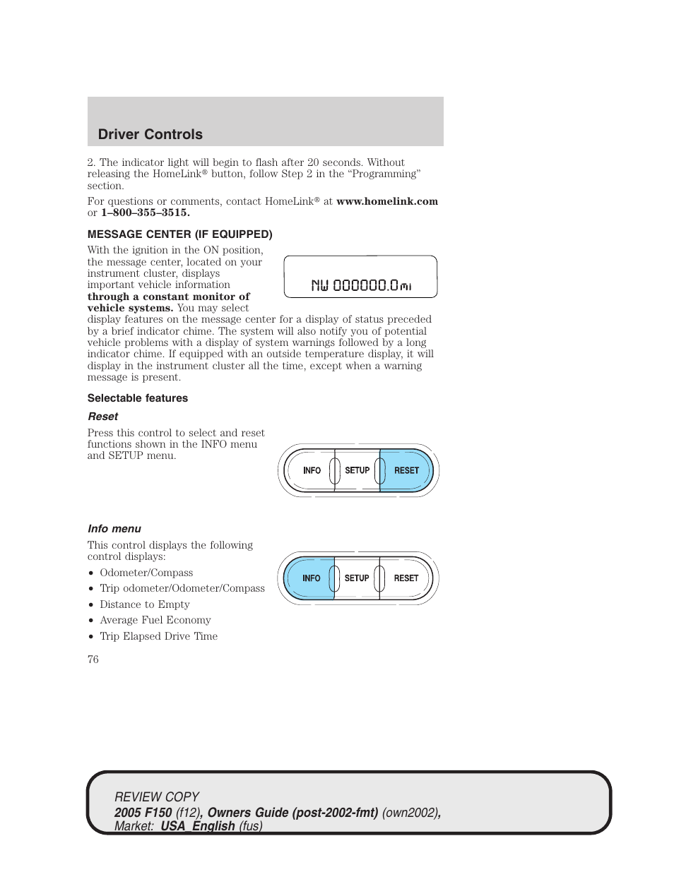 Driver controls | FORD 2005 F-150 v.1 User Manual | Page 76 / 312