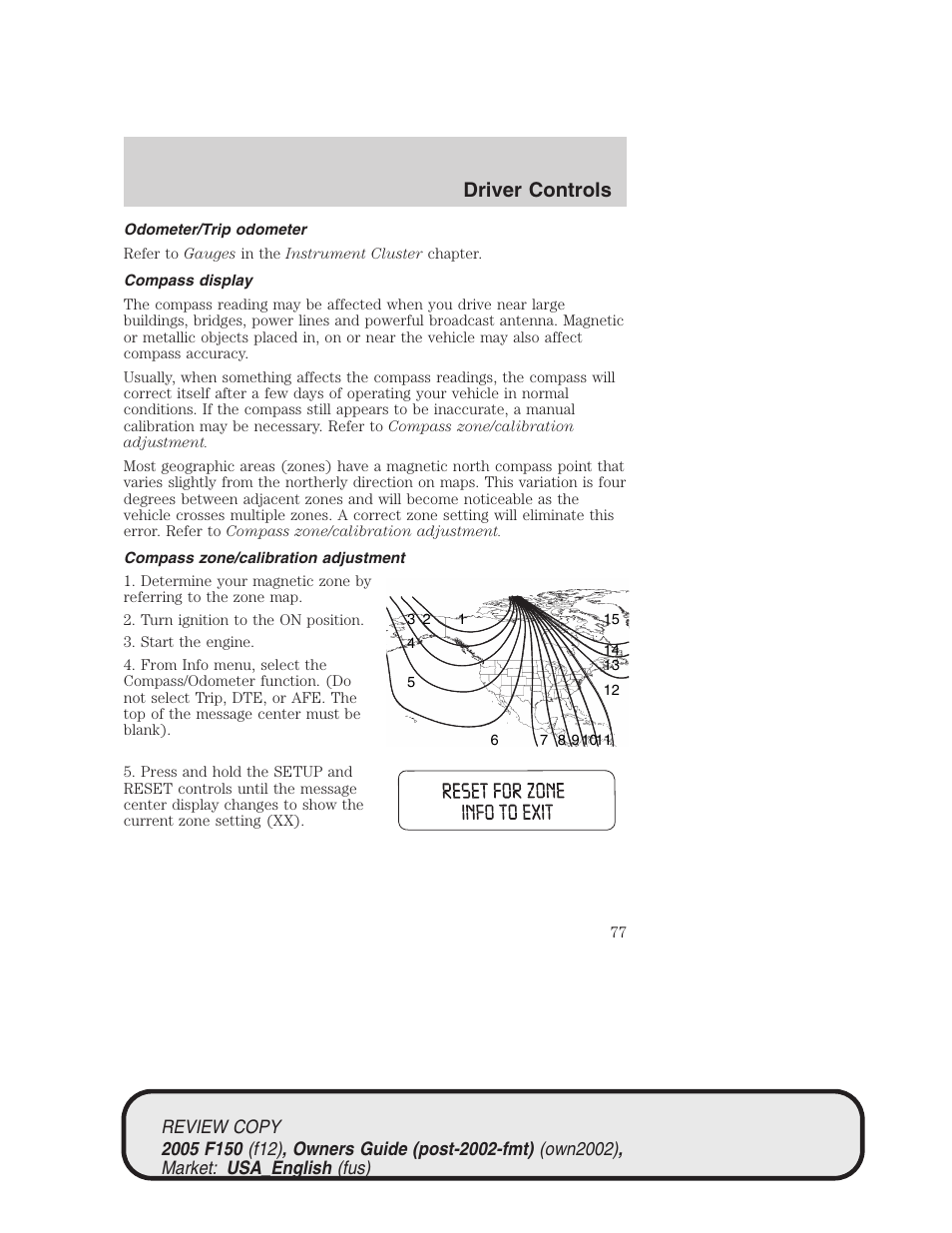 Driver controls | FORD 2005 F-150 v.1 User Manual | Page 77 / 312