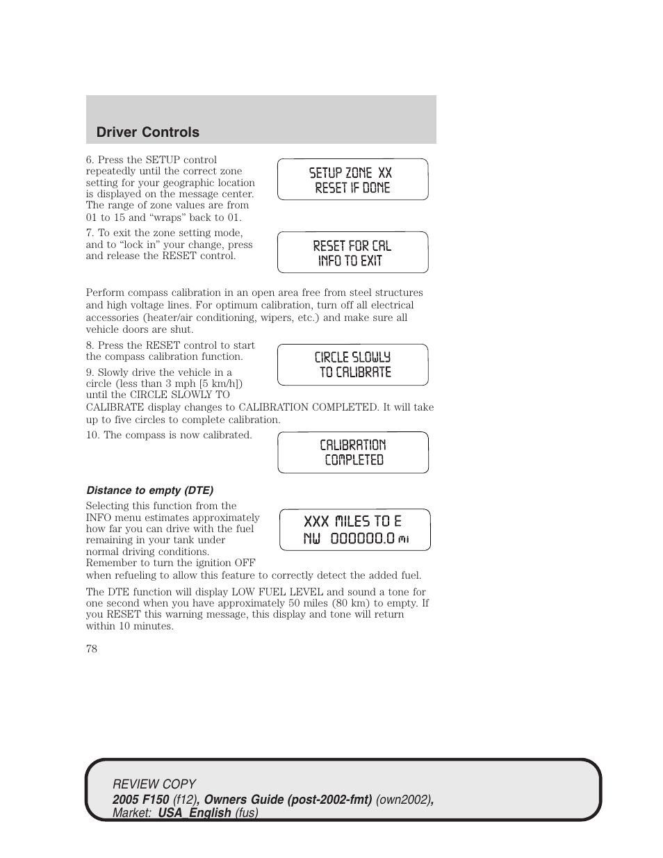 Driver controls | FORD 2005 F-150 v.1 User Manual | Page 78 / 312