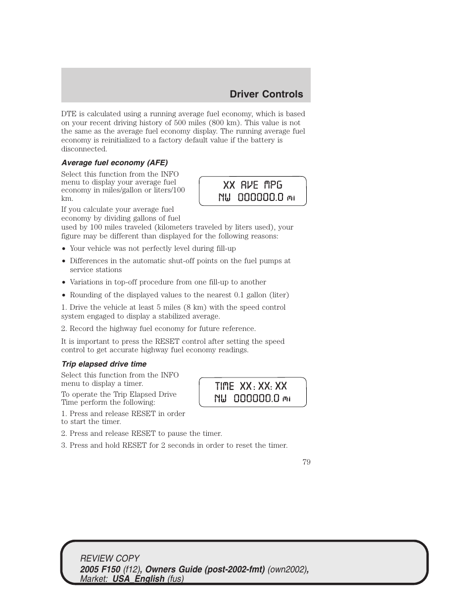 Driver controls | FORD 2005 F-150 v.1 User Manual | Page 79 / 312