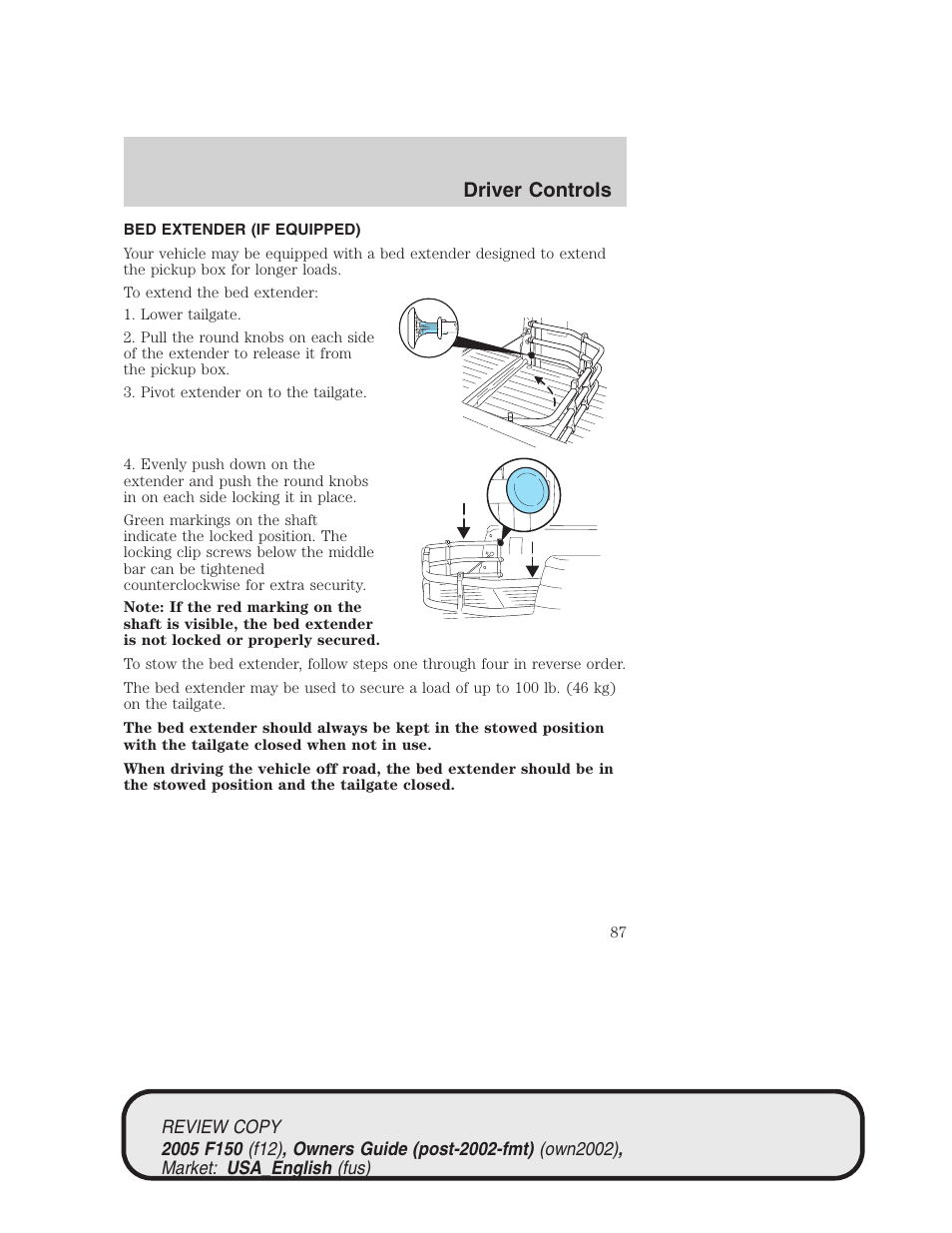 Driver controls | FORD 2005 F-150 v.1 User Manual | Page 87 / 312