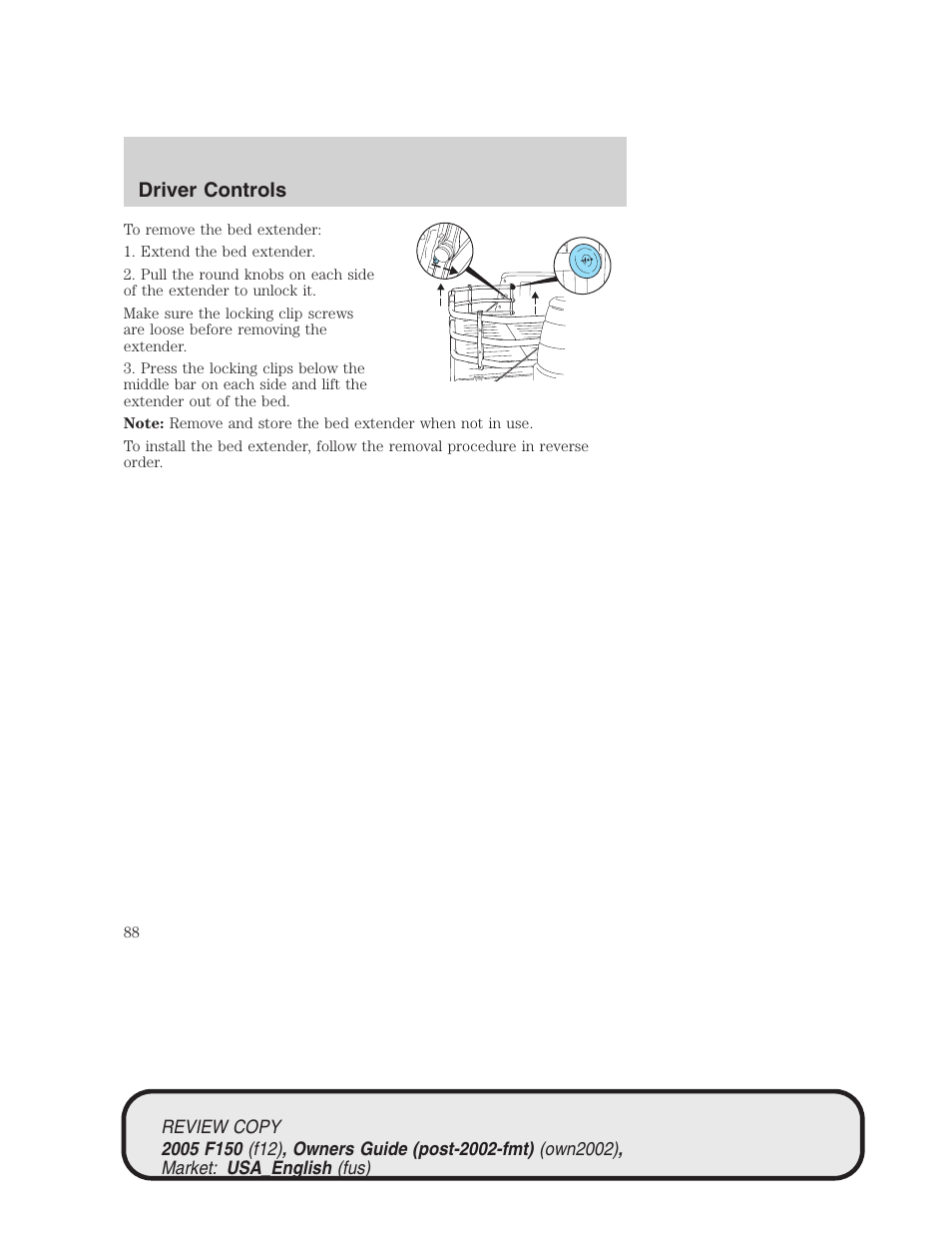 Driver controls | FORD 2005 F-150 v.1 User Manual | Page 88 / 312