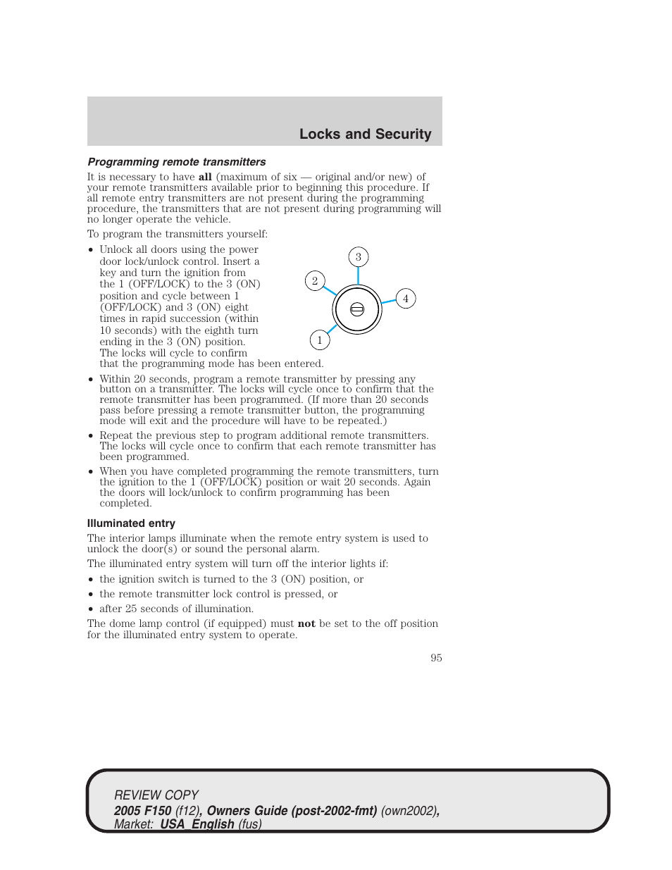 Locks and security | FORD 2005 F-150 v.1 User Manual | Page 95 / 312