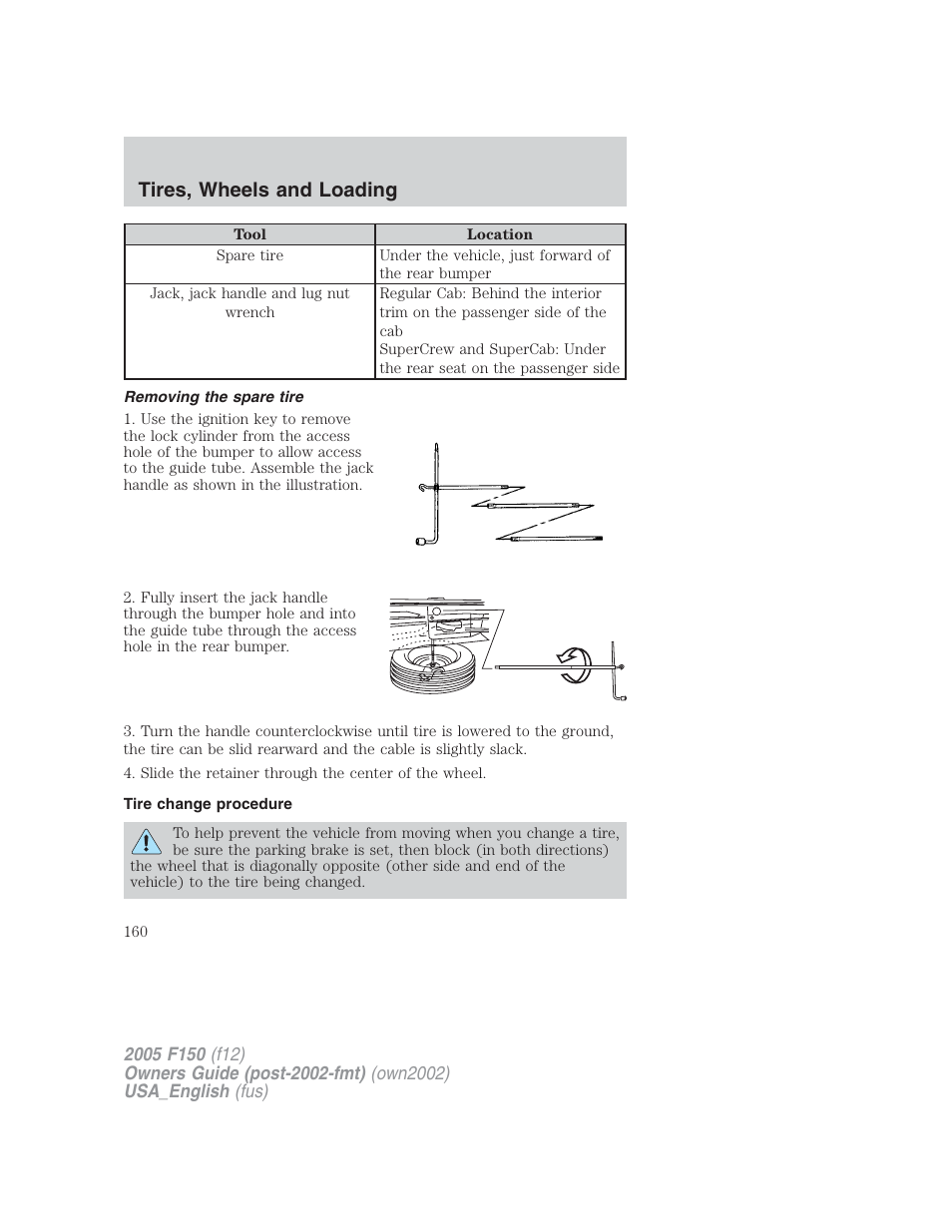 Tires, wheels and loading | FORD 2005 F-150 v.2 User Manual | Page 160 / 312