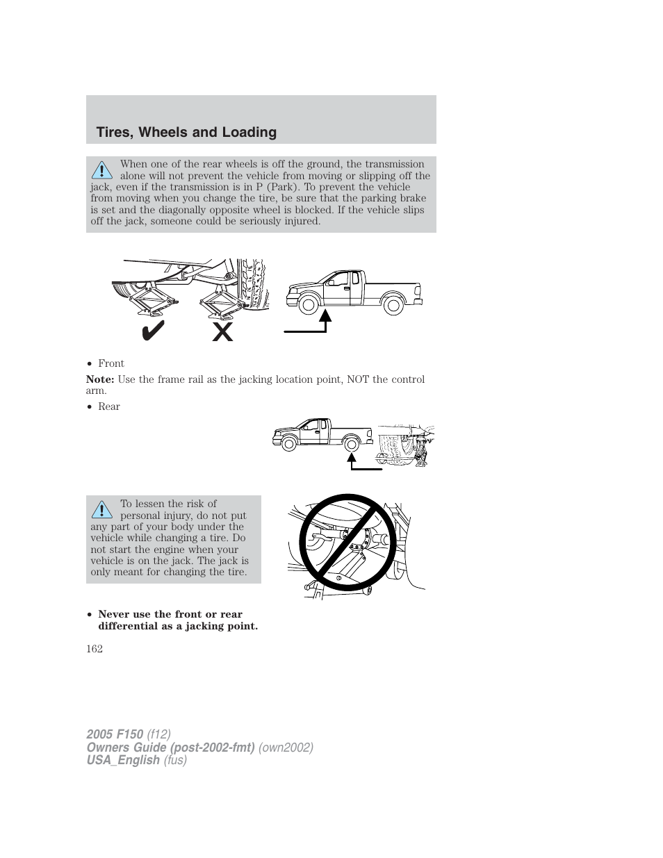 Tires, wheels and loading | FORD 2005 F-150 v.2 User Manual | Page 162 / 312