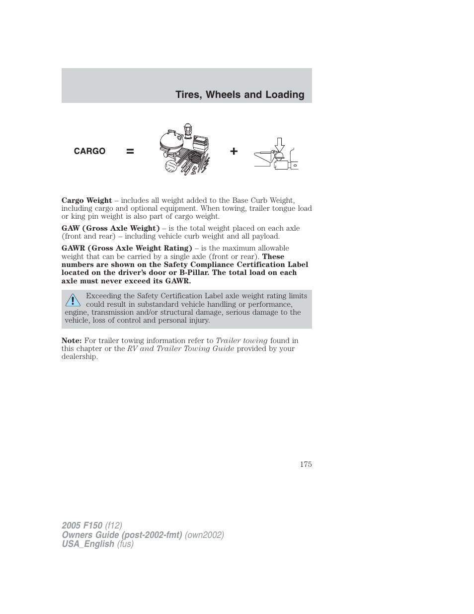 Tires, wheels and loading | FORD 2005 F-150 v.2 User Manual | Page 175 / 312