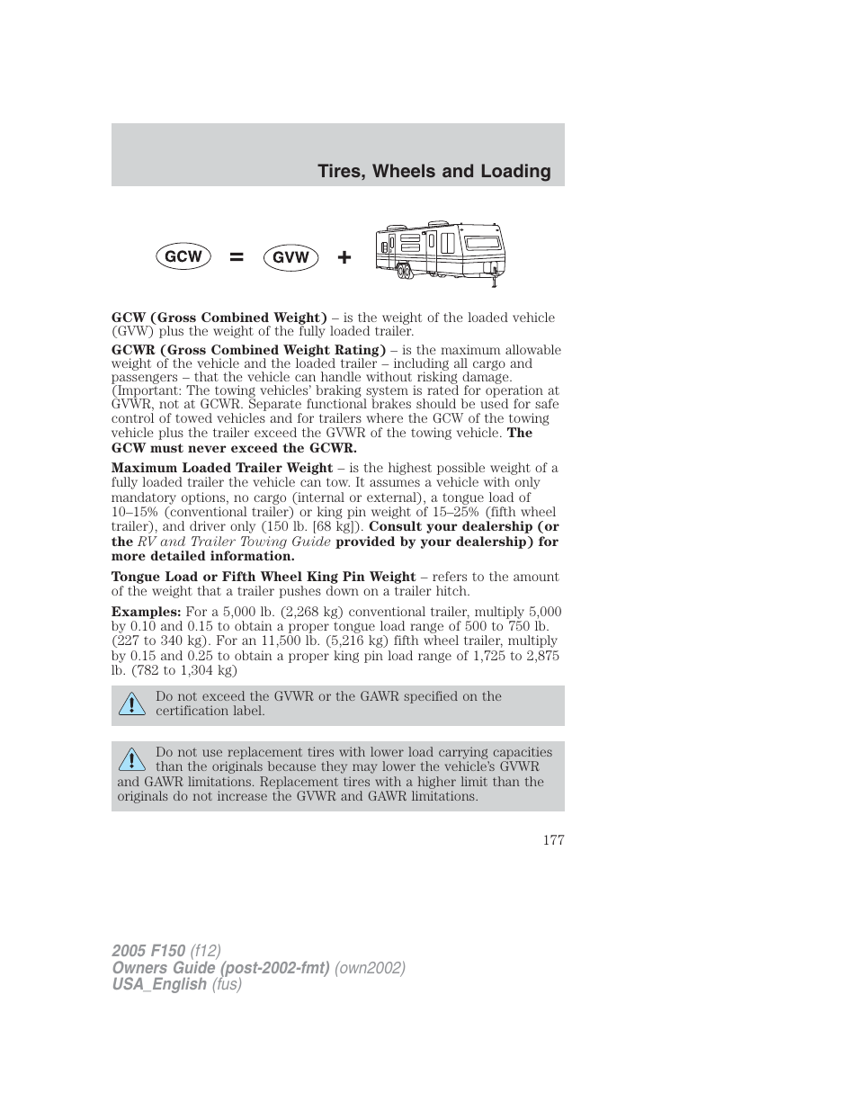 Tires, wheels and loading | FORD 2005 F-150 v.2 User Manual | Page 177 / 312