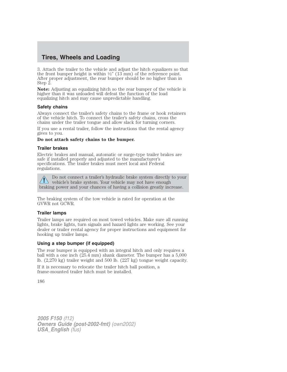 Tires, wheels and loading | FORD 2005 F-150 v.2 User Manual | Page 186 / 312