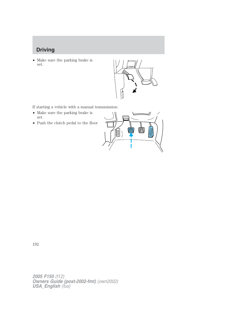 Driving | FORD 2005 F-150 v.2 User Manual | Page 192 / 312