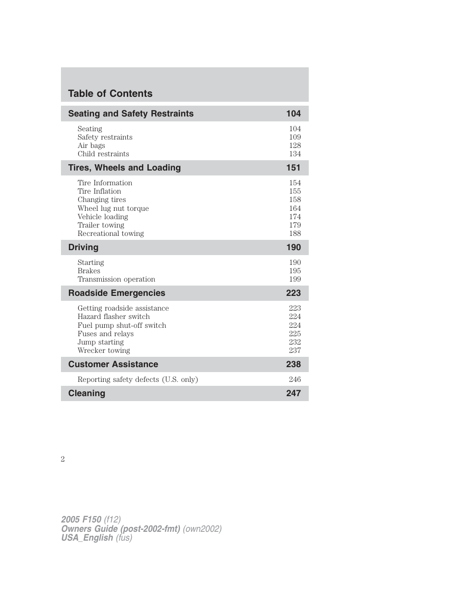 FORD 2005 F-150 v.2 User Manual | Page 2 / 312