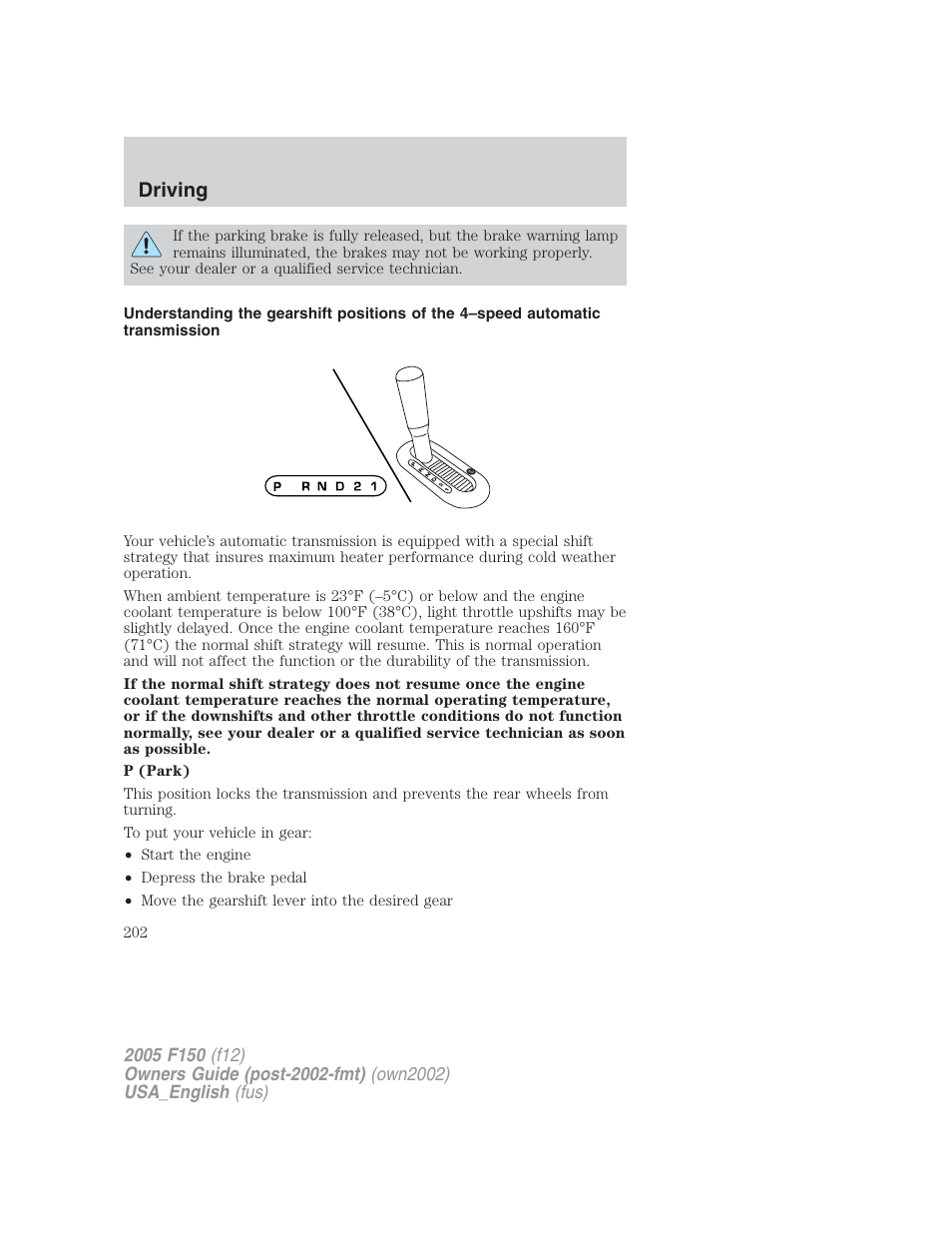 Driving | FORD 2005 F-150 v.2 User Manual | Page 202 / 312