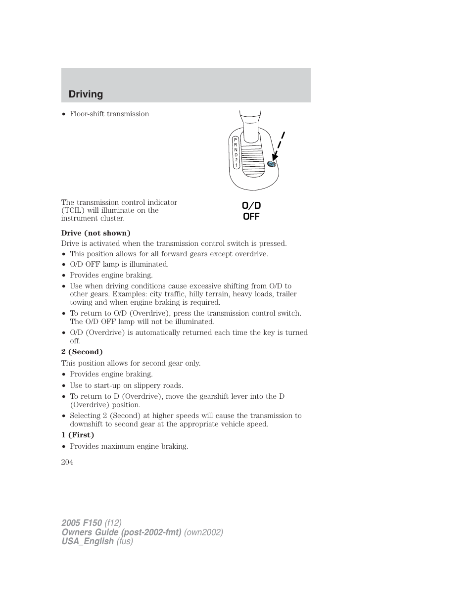 Driving | FORD 2005 F-150 v.2 User Manual | Page 204 / 312