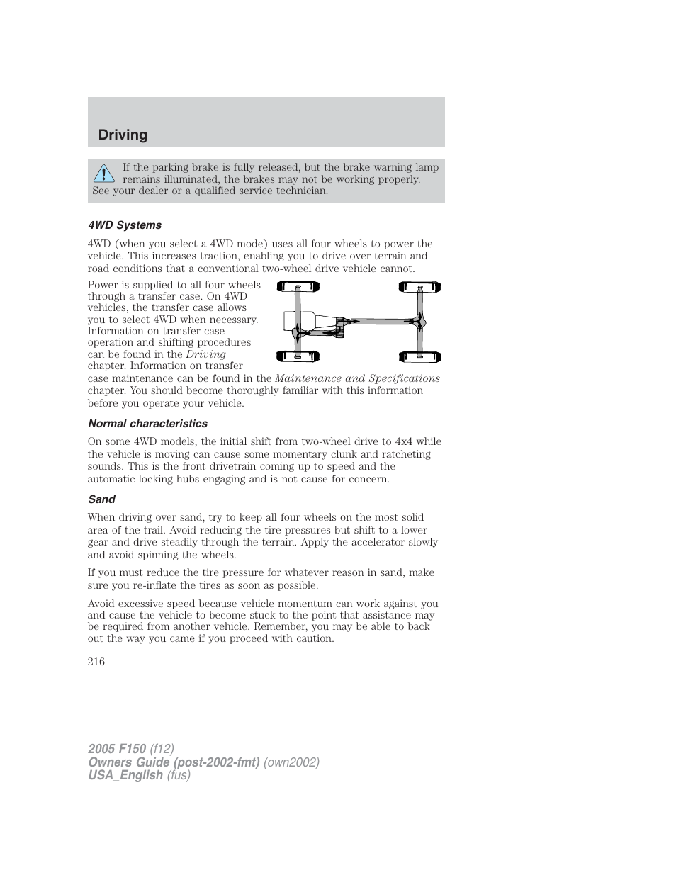 Driving | FORD 2005 F-150 v.2 User Manual | Page 216 / 312