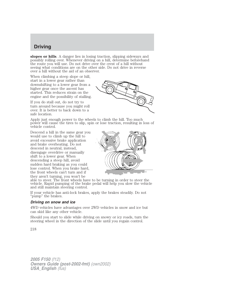 Driving | FORD 2005 F-150 v.2 User Manual | Page 218 / 312