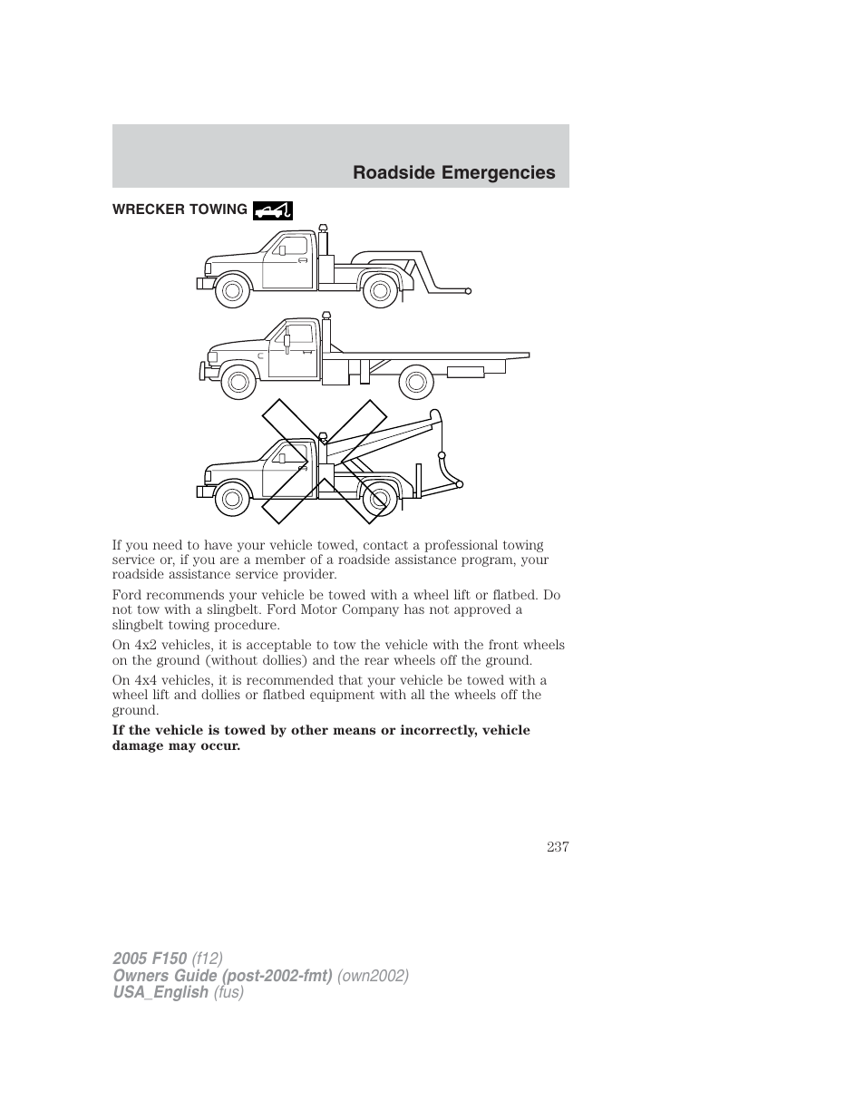 Roadside emergencies | FORD 2005 F-150 v.2 User Manual | Page 237 / 312
