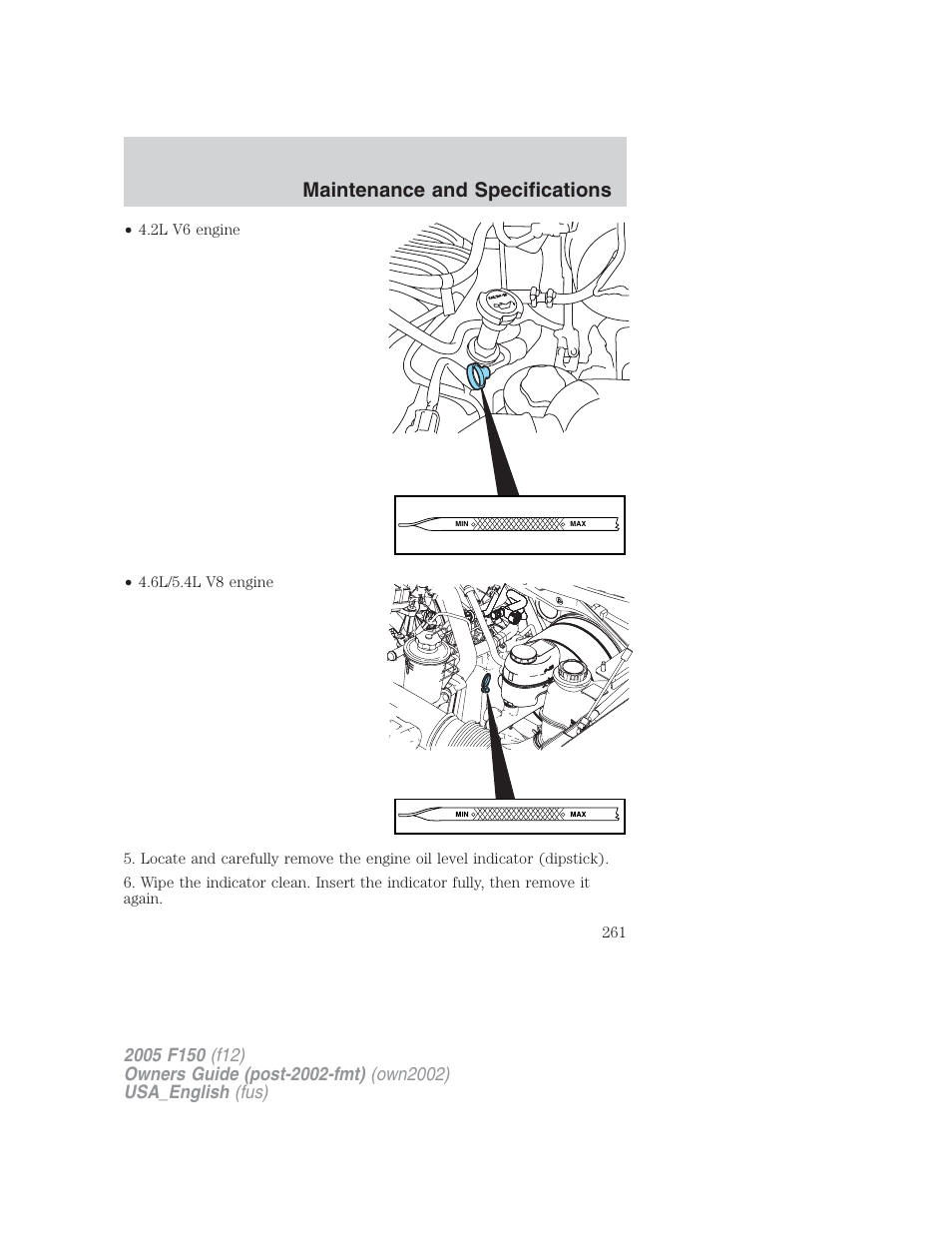 Maintenance and specifications | FORD 2005 F-150 v.2 User Manual | Page 261 / 312