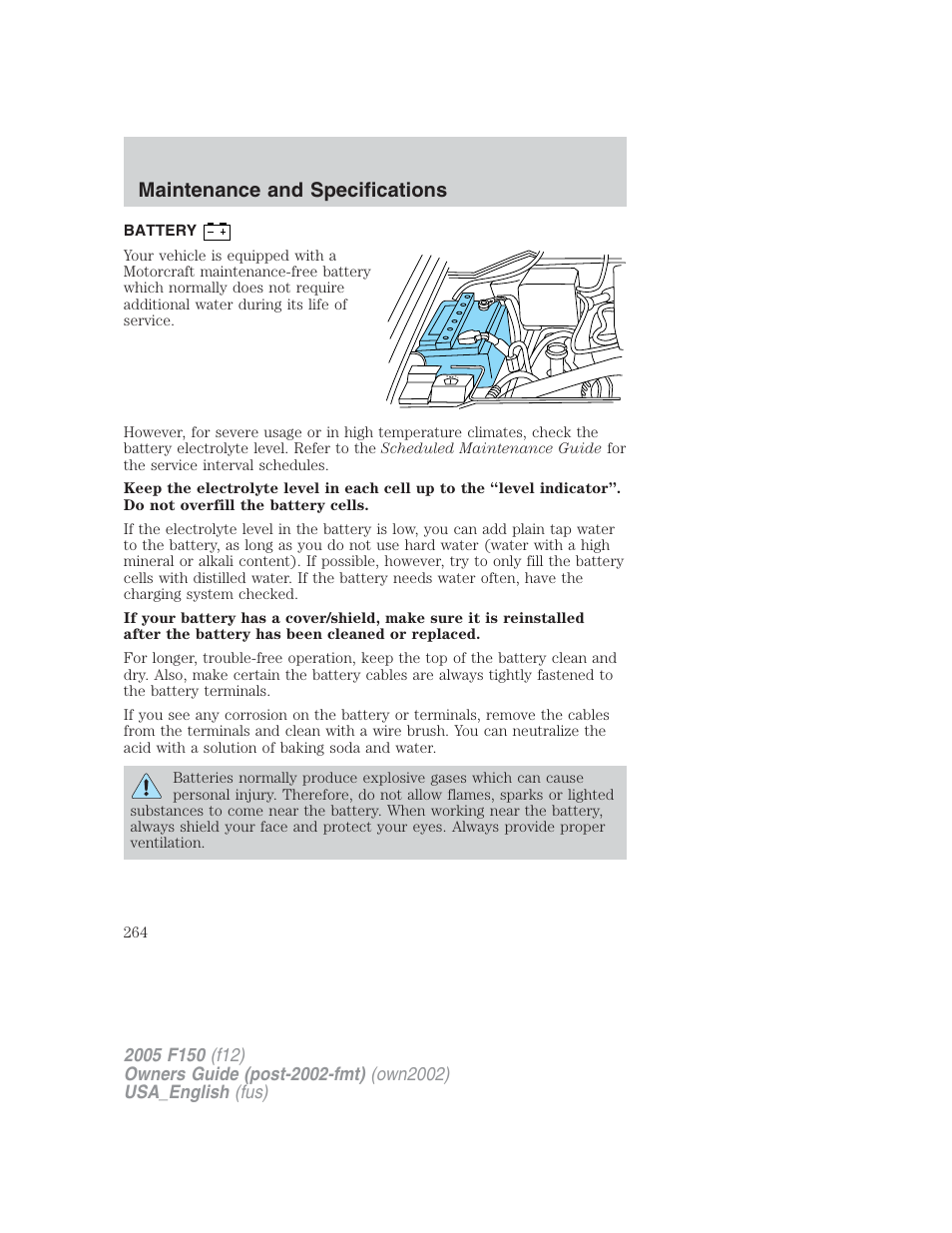 Maintenance and specifications | FORD 2005 F-150 v.2 User Manual | Page 264 / 312