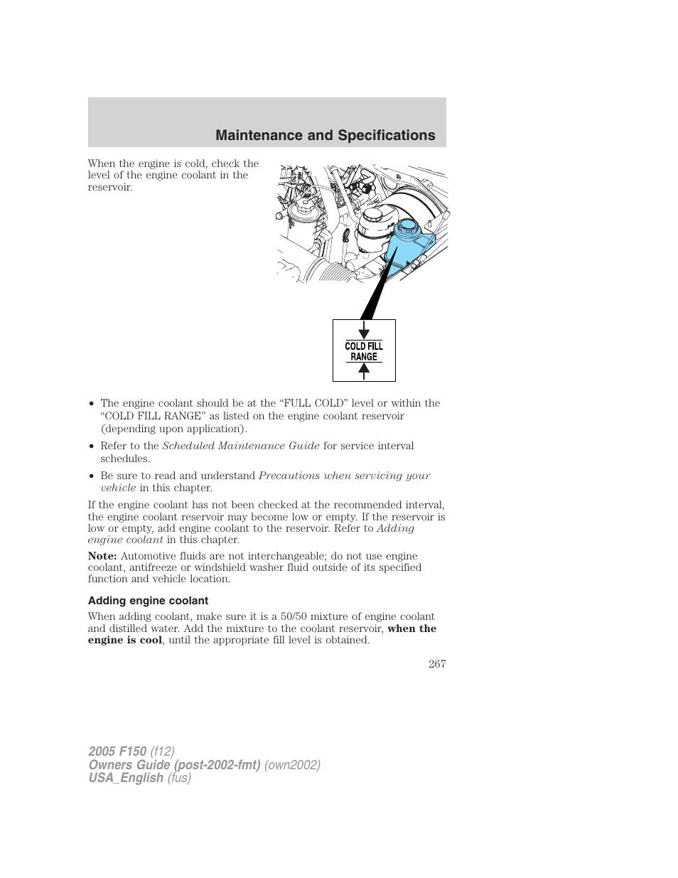 Maintenance and specifications | FORD 2005 F-150 v.2 User Manual | Page 267 / 312