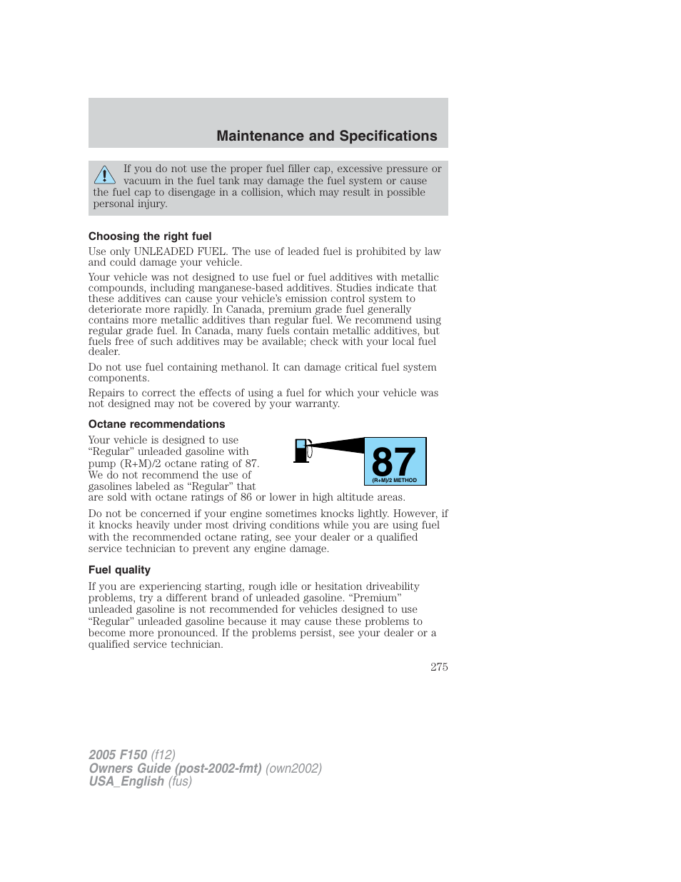 FORD 2005 F-150 v.2 User Manual | Page 275 / 312